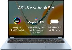 ASUS Vivobook S16 S5608QA-OLED327W svetlo modrý, celokovový (bez napájacieho adaptéra)
