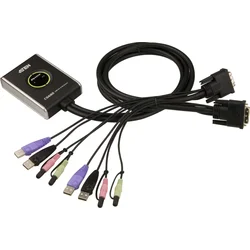 ATEN 2-port DVI KVMP USB2.0, mini, audio, 1,2 m