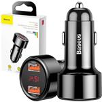 Autonabíjačka Baseus Magic 2x USB 45W 6A s displejom čierna