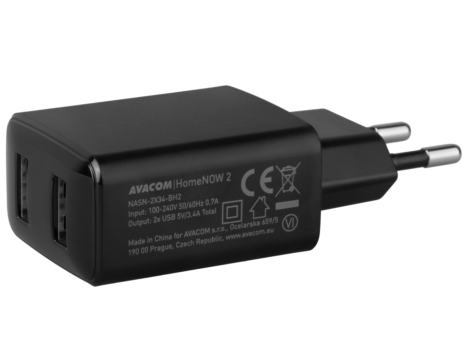 AVACOM HomeNOW 2 5V 3,4A 17W sieťová nabíjačka s dvoma výstupmi USB-A