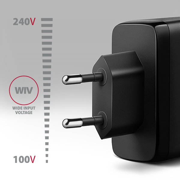 AXAGON ACU-DPQ100, sieťová nabíjačka GaN 100 W, 3x port (USB-A + dvojitý USB-C), PD3.0/PPS/QC4+/Apple