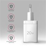 AXAGON ACU-PD20W, 20W sieťová nabíjačka, 1x port USB-C, PD3.0/PPS/QC4+/AFC/Apple, biela