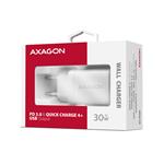 AXAGON ACU-PD30W, napájacia nabíjačka 30 W, 1x port USB-C, PD3.0/PPS/QC4+/SFC/AFC/Apple, biela
