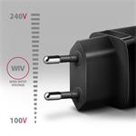AXAGON ACU-PQ20 ACU-PQ20 AC adaptér 20 W, 2x port (USB-A + USB-C), PD3.0/PPS/QC4+/AFC/Apple, čierny