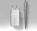 AXAGON ACU-PQ33W, GaN nabíječka do sítě 33W, USB-A + USB-C, bílá