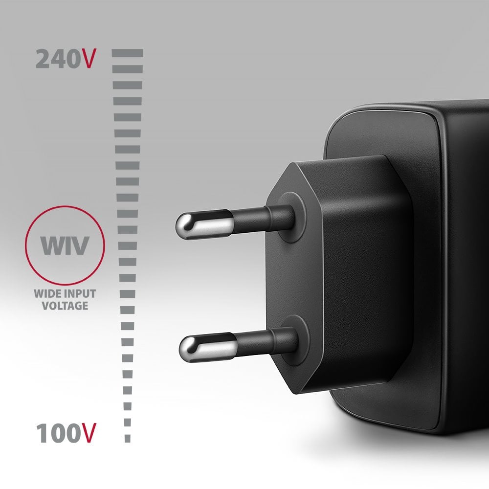 AXAGON ACU-PQ45 GaN sieťová nabíjačka 45 W, 2x port (USB-A + USB-C), PD3.0/PPS/QC4+/SFC 2.0/AFC/Apple