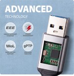 AXAGON ADE-AM15, USB-A Gigabit Ethernet adaptér (1,5m)