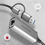 AXAGON ADE-TXCA, USB-C + USB-A 3.2 Gen 1 - Gigabitová sieťová karta, Asix AX88179, automatická inštalácia