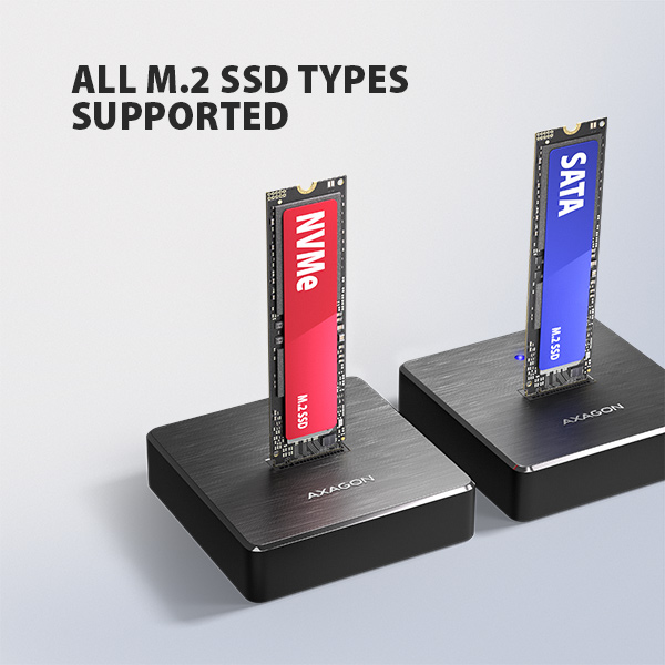 AXAGON ADSA-M2C11, USB-C 10Gbps dokovací stanice pro 1× M.2 NVMe/SATA SSD
