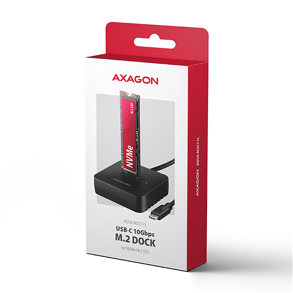AXAGON ADSA-M2C11L, dokovacia stanica USB-C s rýchlosťou 10 Gb/s pre 1× M.2 NVMe SSD