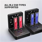 AXAGON ADSA-M2C22, dokovacia stanica USB-C s rýchlosťou 20 Gbps pre 2× SSD M.2 NVMe/SATA s funkciou klonovania