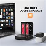 AXAGON ADSA-M2C22, dokovacia stanica USB-C s rýchlosťou 20 Gbps pre 2× SSD M.2 NVMe/SATA s funkciou klonovania