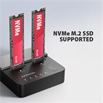 AXAGON ADSA-M2C22L, dokovacia stanica USB-C s rýchlosťou 20 Gb/s pre 2× SSD M.2 NVMe s funkciou klonovania