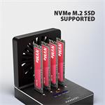 AXAGON ADSA-M2C44, USB4 dokovací stanice pro 4× M.2 NVMe SSD s funkcí klonování