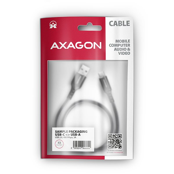 AXAGON BUCM-AM15AB, HQ kabel USB-C <-> USB-A, 1.5m, USB 2.0