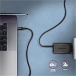 AXAGON BUCM-CM15AB, HQ kábel USB-C <-> USB-C, 1,5 m, USB 2.0, PD 60W 3A, ALU, opletenie, čierny