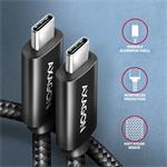 AXAGON BUCM2-CM15AB, CHARGE kábel USB-C <-> USB-C, 1,5 m, Hi-Speed USB, PD 240W 5A, ALU, opletenie, čierny