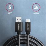 AXAGON BUCM3-AM15AB, SPEED kábel USB-C USB-A, 1.5m, čierny