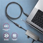 AXAGON BUCM32-CF05AB predlžovací kábel USB-C (M) <-> USB-C (F), 0,5 m, USB 20Gbps, PD 240W ALU opletenie