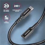 AXAGON BUCM32-CF10AB predlžovací kábel USB-C (M) <-> USB-C (F), 1m, USB 20Gbps, PD 240W, ALU, opletenie