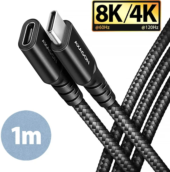 AXAGON BUCM32-CF10AB prodlužovací kabel USB-C (M) <-> USB-C (F), 1m, USB 20Gbps, PD 240W, ALU, oplet