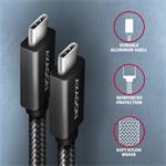 AXAGON BUCM32-CM05AB, SPEED+ kábel USB-C <-> USB-C, 0,5 m, USB 20Gbps, PD 100W 5A, 4K HD, ALU, opletenie