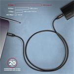 AXAGON BUCM32-CM05AB, SPEED+ kábel USB-C <-> USB-C, 0,5 m, USB 20Gbps, PD 100W 5A, 4K HD, ALU, opletenie