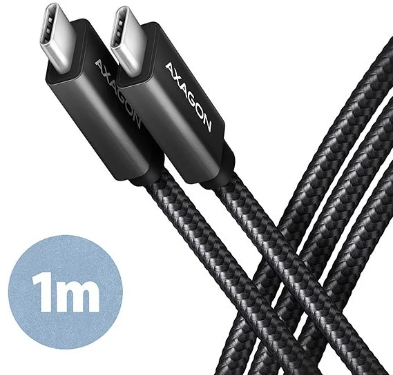 AXAGON BUCM32-CM10AB, SPEED+ kabel USB-C <-> USB-C, 1m, USB 20Gbps, PD 100W 5A, 4k HD, ALU, oplet, černý