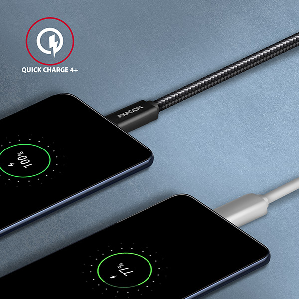 AXAGON BUCM32-CM15AB, SPEED+ kabel USB-C <-> USB-C, 1.5m, USB 20Gbps, PD 100W 5A, 4K HD, ALU, oplet