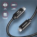 AXAGON BUCM4X-CM05AB NewGEN+ kábel USB-C <-> USB-C, 0,5 m, USB4 Gen 3×2, PD 240W 5A, 8K HD, ALU, opletenie, čierny