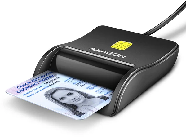 AXAGON CRE-SM3N, USB-A FlatReader kontaktná čítačka kariet Smart card (eObčanka), kábel 1,3 m
