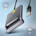 AXAGON CRE-SM3T, USB-A FlatReader čtečka kontaktních karet Smart card (eObčanka), kabel 1.3m