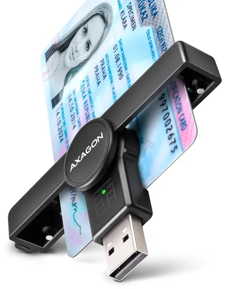 AXAGON CRE-SMPA, USB-A PocketReader čítačka kontaktných kariet Smart card, (eCitizen, eID klient)