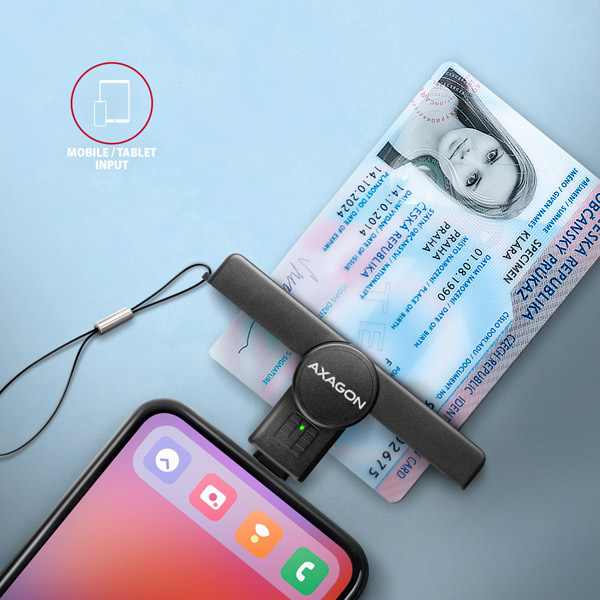 AXAGON CRE-SMPC, čítačka kontaktných kariet USB-C PocketReader Inteligentná karta (eCitizen, eID klient)