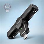 AXAGON CRE-SMPC, čítačka kontaktných kariet USB-C PocketReader Inteligentná karta (eCitizen, eID klient)