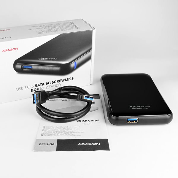 AXAGON EE25-S6B SCREWLESS box, černý