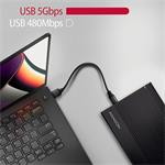 AXAGON EE35-GTR, USB-C 5Gb/s - SATA 6G 3,5" RIBBED box, čierny