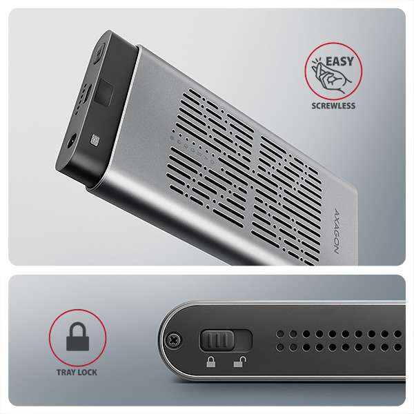 AXAGON EEM2-20GD, externý box USB-C 20 Gb/s pre dva disky M.2 NVMe SSD s funkciou klonovania