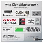 AXAGON EEM2-20GD, externý box USB-C 20 Gb/s pre dva disky M.2 NVMe SSD s funkciou klonovania