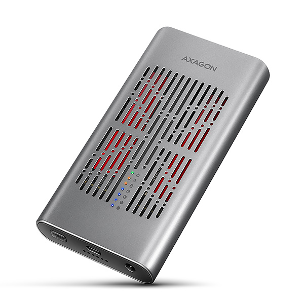 AXAGON EEM2-20GD, externý box USB-C 20 Gb/s pre dva disky M.2 NVMe SSD s funkciou klonovania