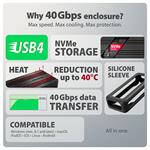 AXAGON EEM2-40G, externý box USB-C 40 Gb/s pre M.2 NVMe SSD, zosilnený hliník
