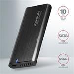 AXAGON EEM2-SB2, USB-C 3.2 Gen 2 - M.2 NVMe a SATA SSD RAW box, čierna