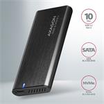 AXAGON EEM2-SB2, USB-C 3.2 Gen 2 - M.2 NVMe & SATA SSD RAW box, černý