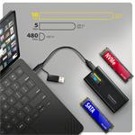 AXAGON EEM2-SD2B, externá skrinka s displejom a rozhraním USB-C 10 Gbps pre SSD M.2 NVMe/SATA, bez skrutiek, čierna