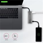AXAGON HMC-5G21, rozbočovač USB 10 Gb/s, 2x USB-A, 2x USB-C, HDMI 4k/30, PD 60W, kábel USB-C 13 cm