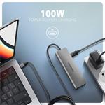AXAGON HMC-5H, rozbočovač USB 5Gb/s, 3x USB-A, HDMI 4k/30Hz, PD 100W, kábel USB-C 100cm