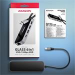 AXAGON HMC-6GLN, rozbočovač USB 5Gb/s, 2x USB-A, USB-C, HDMI 4k/60Hz, RJ-45 GLAN, PD 100W, kábel USB-C 20cm