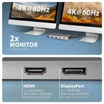 AXAGON HMC-CUB83X2, rozbočovač USB 10Gb/s, 2x USB-A, USB-C, HDMI a DP 4k/144Hz, RJ-45 GLAN, PD 100W, kábel USB-C 15cm