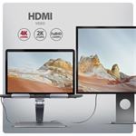 AXAGON HMC-STND, stojan pro 10"-17" notebooky, USB 5Gbps hub, 3x USB-A, HDMI 4k/60Hz, RJ-45, PD 100W, kabel USB-C 60cm