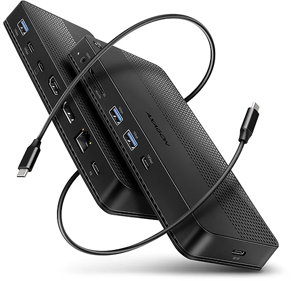 AXAGON HMC-U4, dokovacia stanica USB4 40Gb/s, 3x USB-A, 2x USB-C, HDMI a DP 8K/30Hz, RJ-45, SD/mSD, audio, PD100W